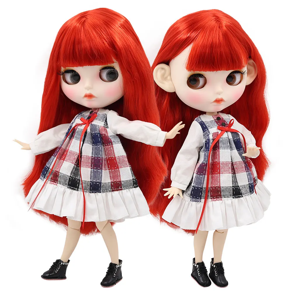Ледяная кукла DBS Blyth 1/6 bjd белая кожа сустав тело прямые красные волосы матовое