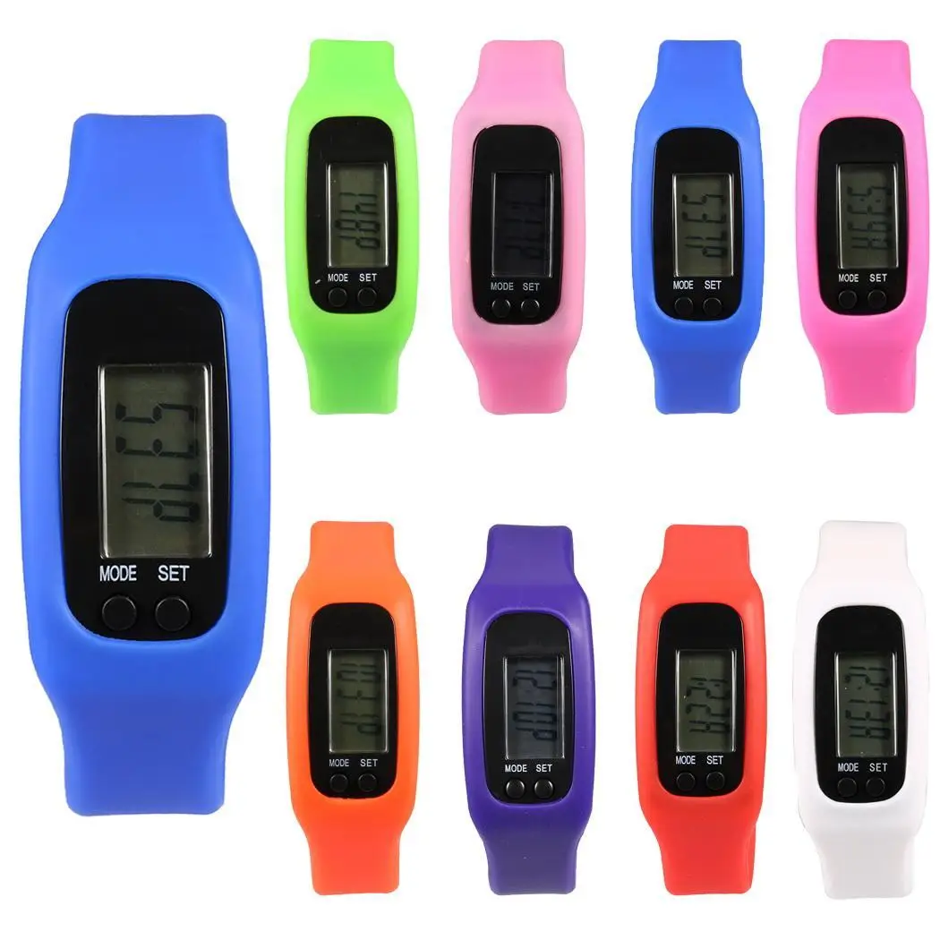 

Digital LCD Silicone Wrist band Pedometer Run Step Walk Distance Calorie Counter Wrist Adult Sport Fitness Multi-function Watch