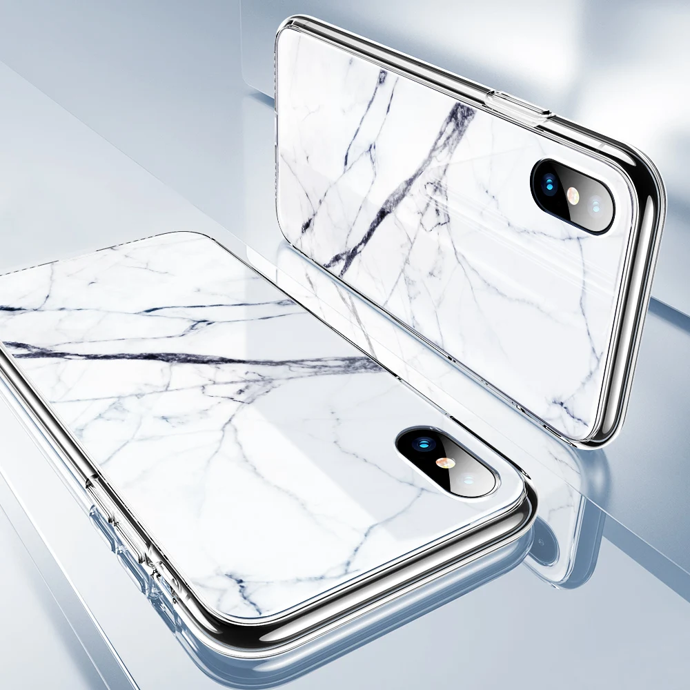 Чехол из закаленного стекла ESR с мраморным рисунком для задней панели iphone XS XR XS Max с полным покрытием, чехлы с закаленным стеклом
