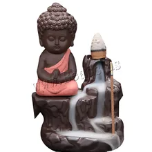 The Little Monk Smoke Waterfall Backflow Incense Burner Small Buddha Ceramic Incense Holder Censer Use In Home Office Teahouse