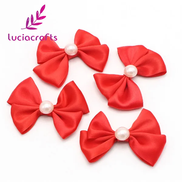 Lucia crafts, одноцветные жемчужные банты, для девочек, бутик, мини бант для волос, головной убор, сделай сам, одежда, ремесло, 12 шт./лот, приблизительно 40*60 мм, B0809