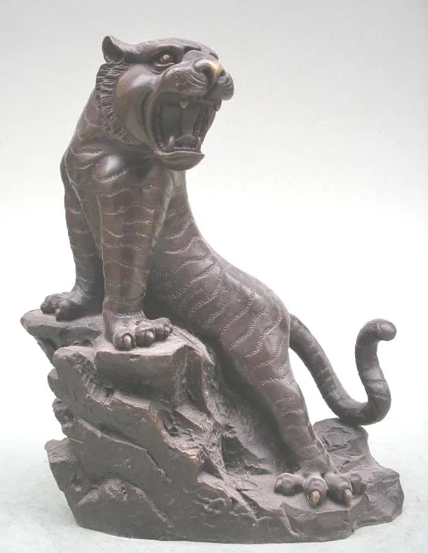 China Classical Absolute Pure Bronze Tigers In the mountains roar DECO