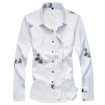

Loldeal Men's Premium Cotton Floral Dress Shirt Plus Size 7XL Long Sleeve Comfortable Soft Slim-fit Fashion Flower Top Shirts
