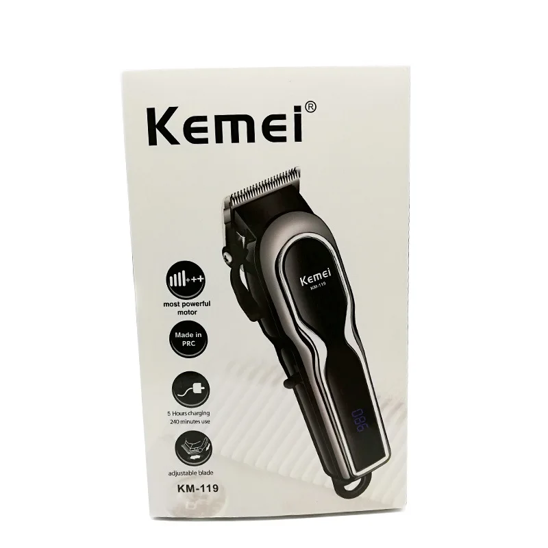100-240V Kemei Professional Hair Clipper Rechargeable Electric Cordless Hair Trimmer Beard Cutter Barber Hair Cutting Machine