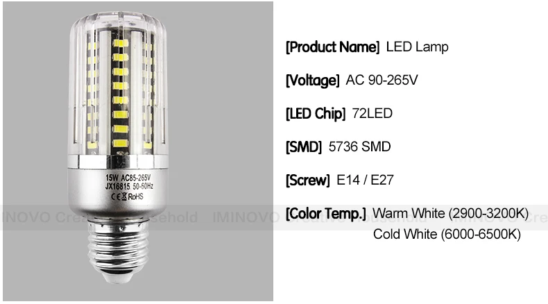 Супер яркий светодиодный лампа светильник E27 светодиодный светильник E14 30 38 54 85 105 115 125 светодиодный s SMD5736 220V кукурузы лампы, люстры свечи для домашнего декора