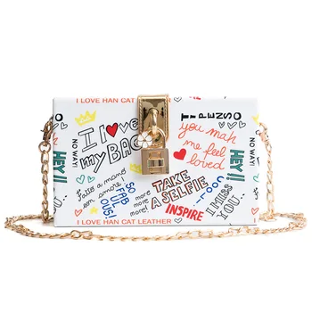 

2019 Fashion Luxury Chian Retro Design Mini Women's Handbag PU Leather Shoulder Bag Lock Messenger Box Crossbody Tote Bag 041