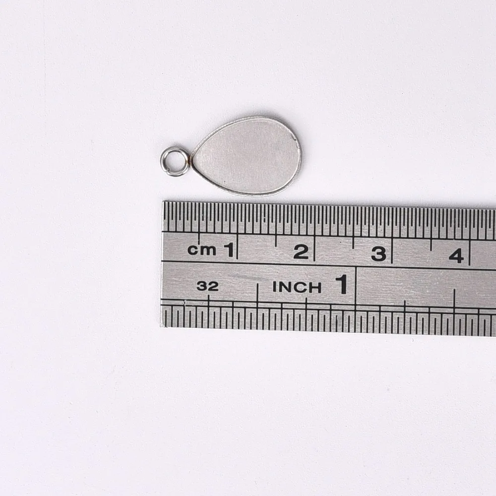 Stainless Steel Drop Pendant Cabochon Setting 10x14mm Teadrop Bezel (6)