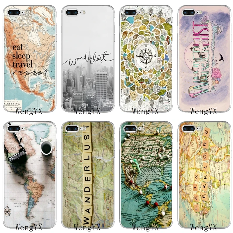 

Wanderlust Map poster Soft phone case For Samsung Galaxy Note 9 J4 J6 prime J8 A6s A7 A8 A9s star S10 lite plus 2018