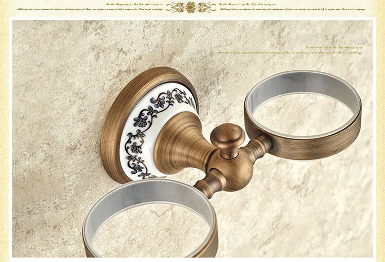 Brass antique porcelain Double tumbler cup holder toothbrush holder bathroom accessory sanitary ware bathroom furniture toilet