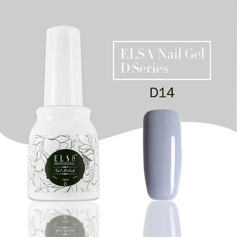 Гель-лак ELSA для ногтей, 12 мл, телесный серый цвет, замачиваемый УФ-Гель-лак, долговечный УФ-лак для дизайна ногтей, маникюрный здоровый гель - Цвет: D14