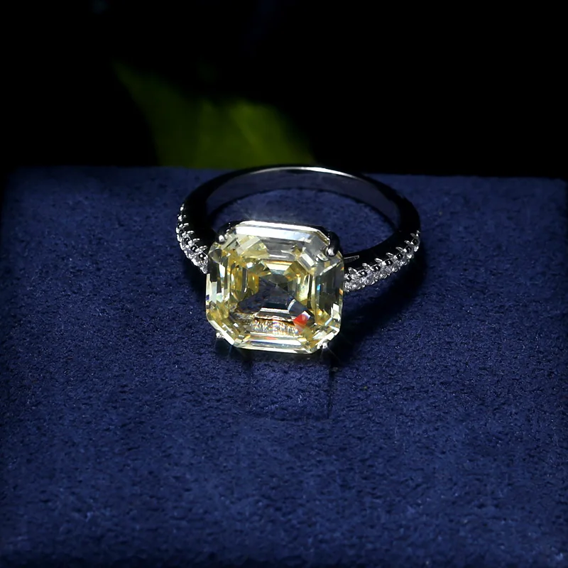 brand New yellow color square shape Cubic Zircon Rings for women gift with free shipping