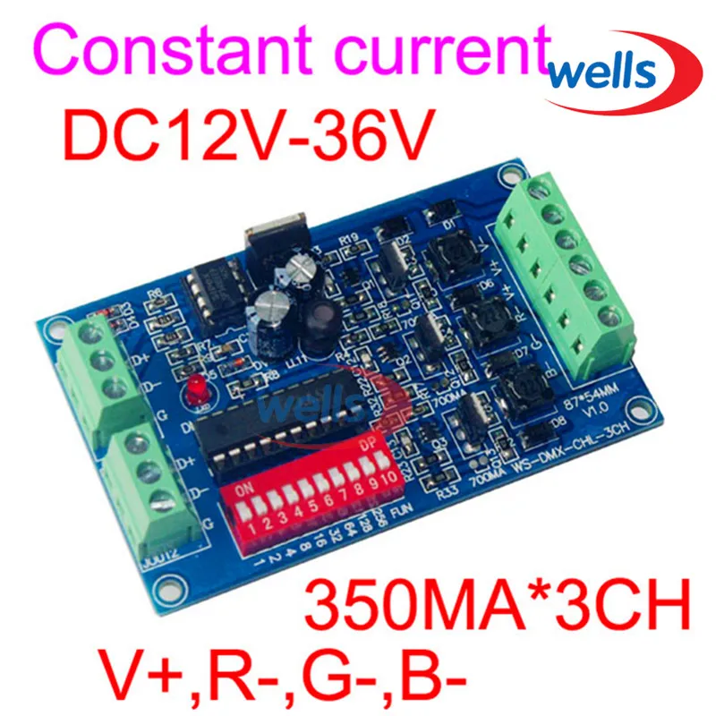 DMX 3CH RGB  Controller Constant Current 350ma High-power ,drive ,DMX512 decoder For led lamp RGB 35w 35va pure copper r core transformer 0 220x2 50ma 6 3x2 0 8a power transformer for preamplifier decoder audio