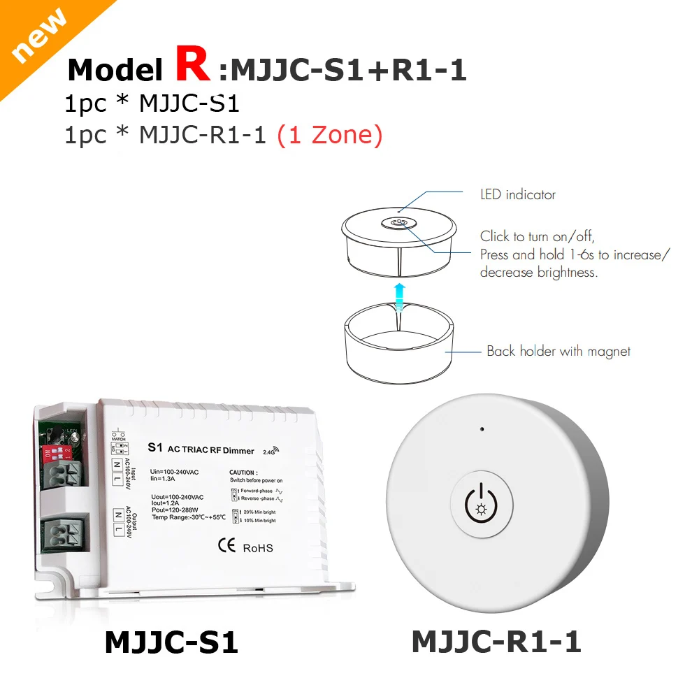 AC Triac диммер умный Wifi RF 2,4G беспроводной дистанционный светодиодный диммер 220 в 230 В 110 В для одного цвета Диммируемый светодиодный светильник S1 - Цвет: Model R