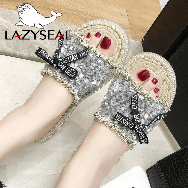 LazySeal/2019 г. женская обувь пляжные вьетнамки на плоской подошве тапочки с