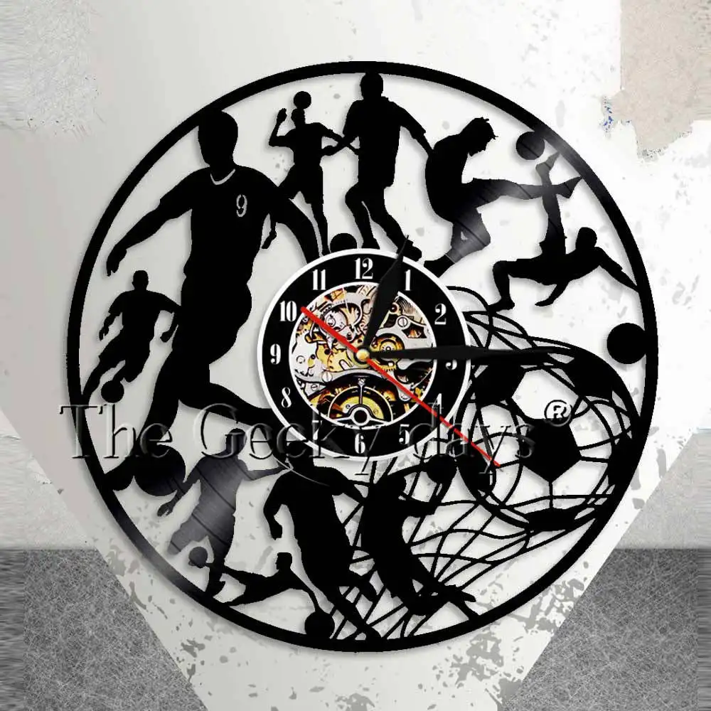 Soccer Wall Clock Football Players Kick Ball Net Goal Futball Field Ball Team Sport School