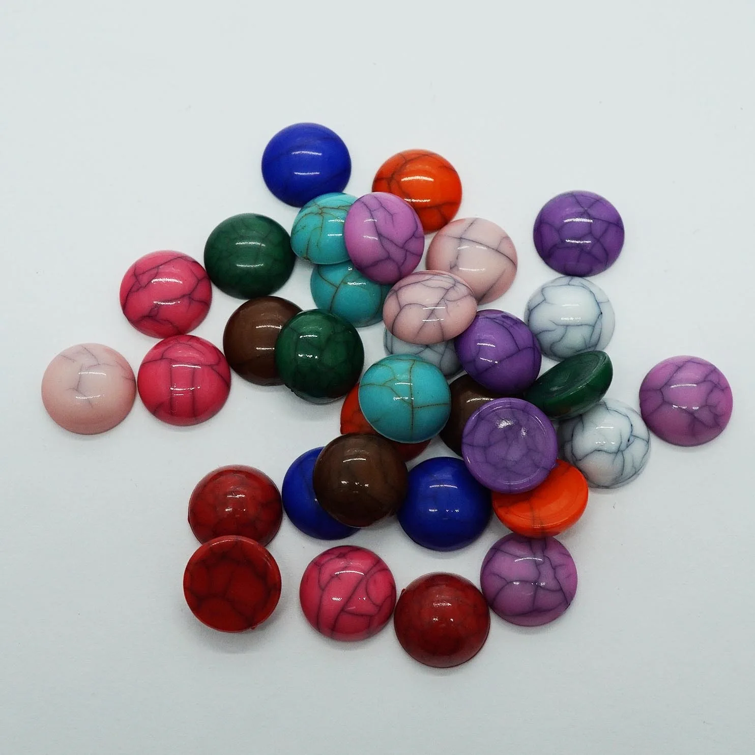 

50PCS/lot Round 12mm Crack Style Flat Back Acrylic Cabochons Cameo for Make Pendants Jewelry Bracelet Necklace Women Earring