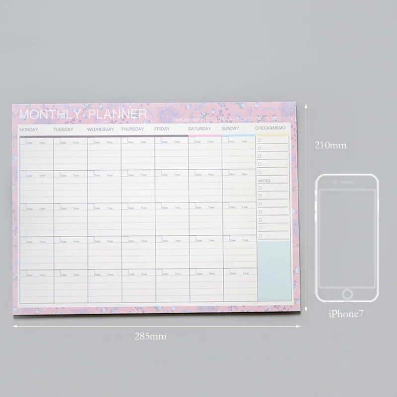 Записная книжка kawaii ежедневный Еженедельный ежемесячный годовой календарь планировщик программа расписание Органайзер журнал книга школа А4 цветок - Цвет: pink