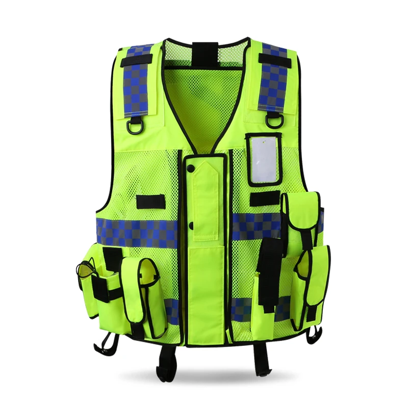 

High Visibility Traffic Police Reflective Vest With Multi Pockets One Size Fit Most Body Style LOGO PRINT Free Shipping