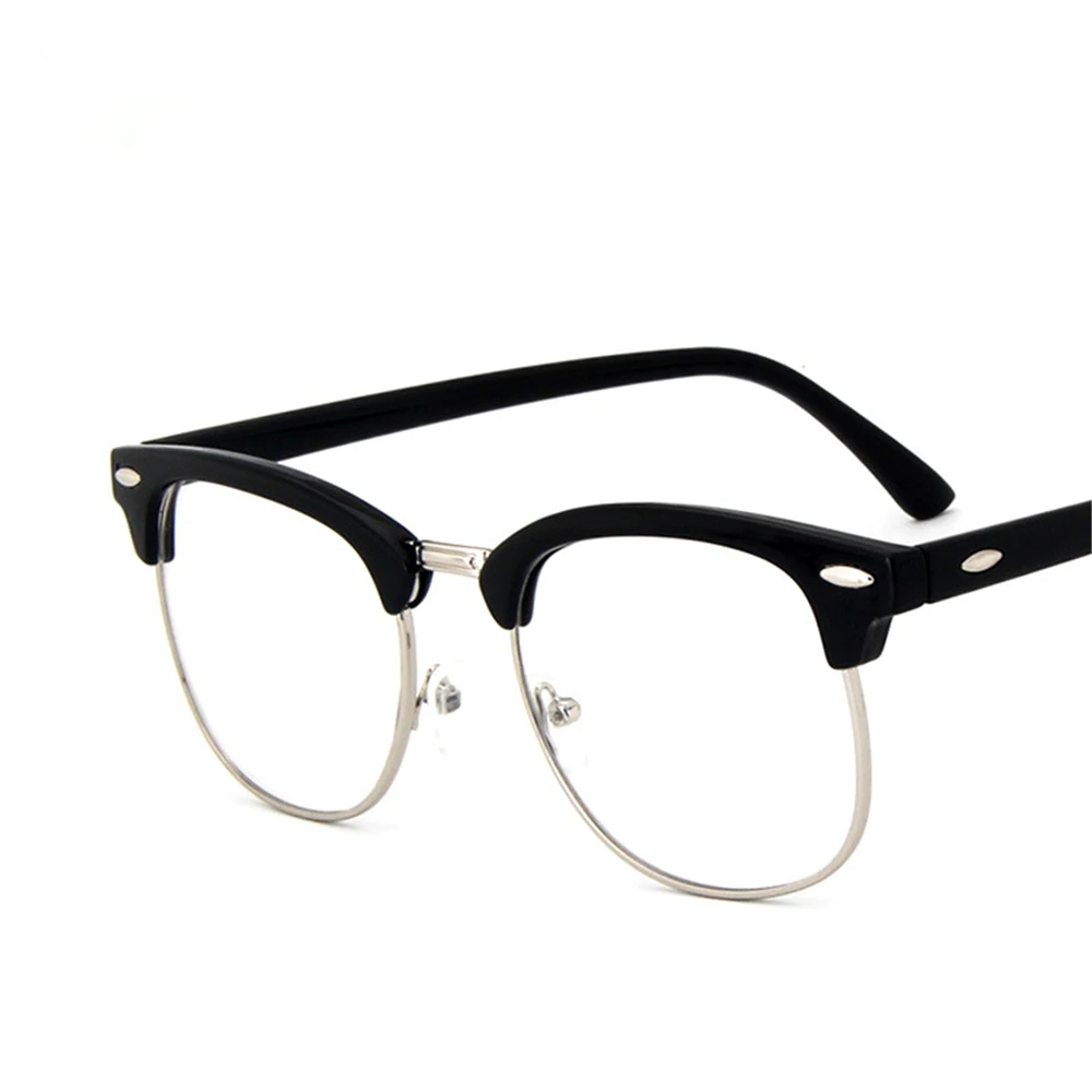 

2019 New men women plain glasses anti blue light ultraviolet flat mirror fashion Korean edition half-frame retro rice nails OEM