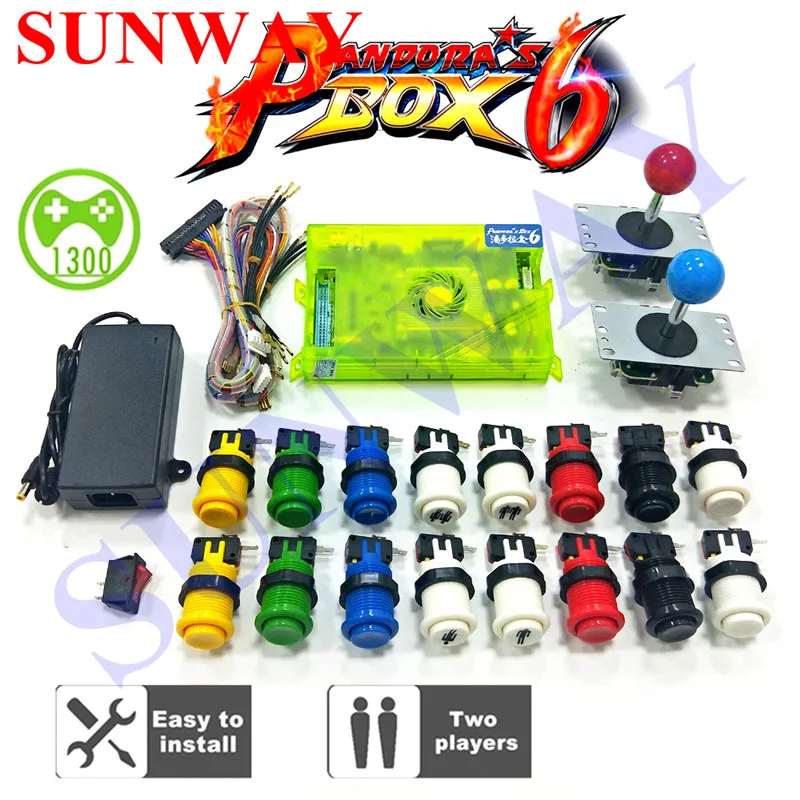 

2 Player DIY Arcade Kit Pandora box 6 1300 in 1 game board and 5Pin joystick American HAPP Style Push Button for Arcade Machine