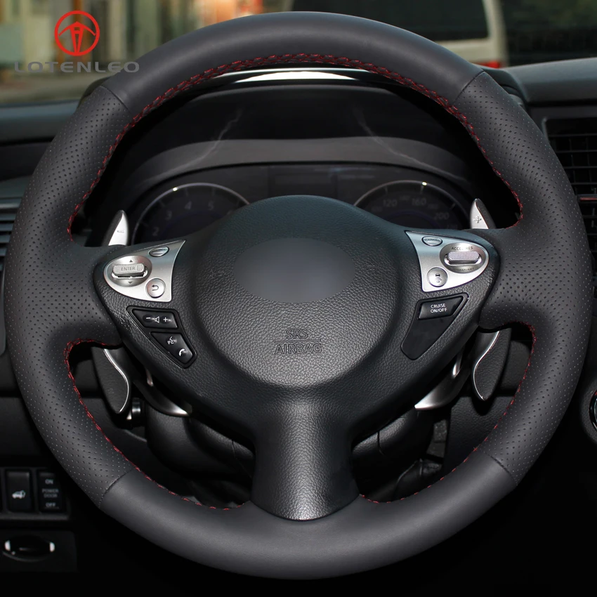 LQTENLEO черный кожаный чехол рулевого колеса автомобиля для Infiniti FX FX35 FX37 FX50 QX70 Nissan Juke Maxima Sentra Sylphy