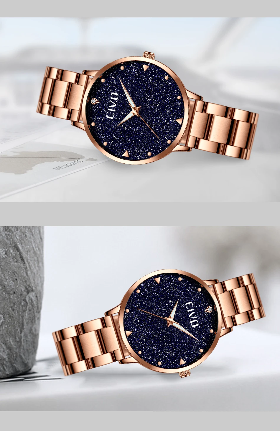 CIVO Relógio Criativo Aço Inoxidável Ladies Watch