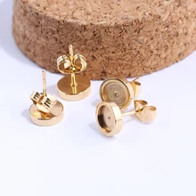 Onwear 10 шт. нержавеющая сталь черная роза позолоченные подходят 6 мм кабошон серьга заготовки diy База Установка лотки для изготовления ювелирных изделий