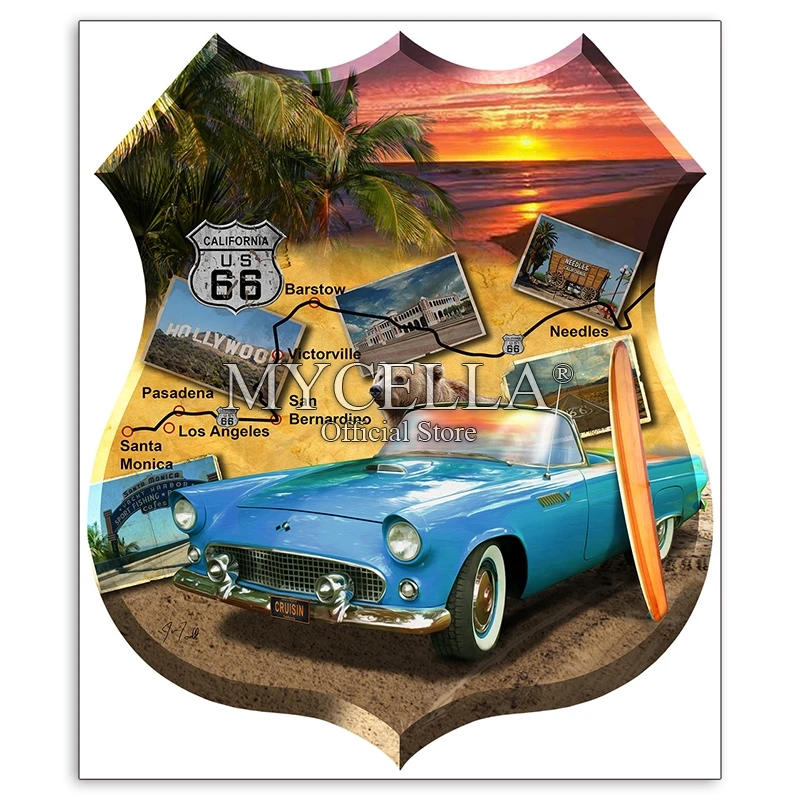 

Cartoon Full 5D DIY Diamond Painting California 66 Cars Beach Sunrise Art Embroidery Cross Stitch Needlework Diamond Mosaic Gift