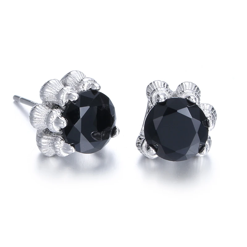 

Promotion fashion bohemia black crystal dragon claw men`s earrings 925 sterling silver men stud earrings jewelry man gift hot