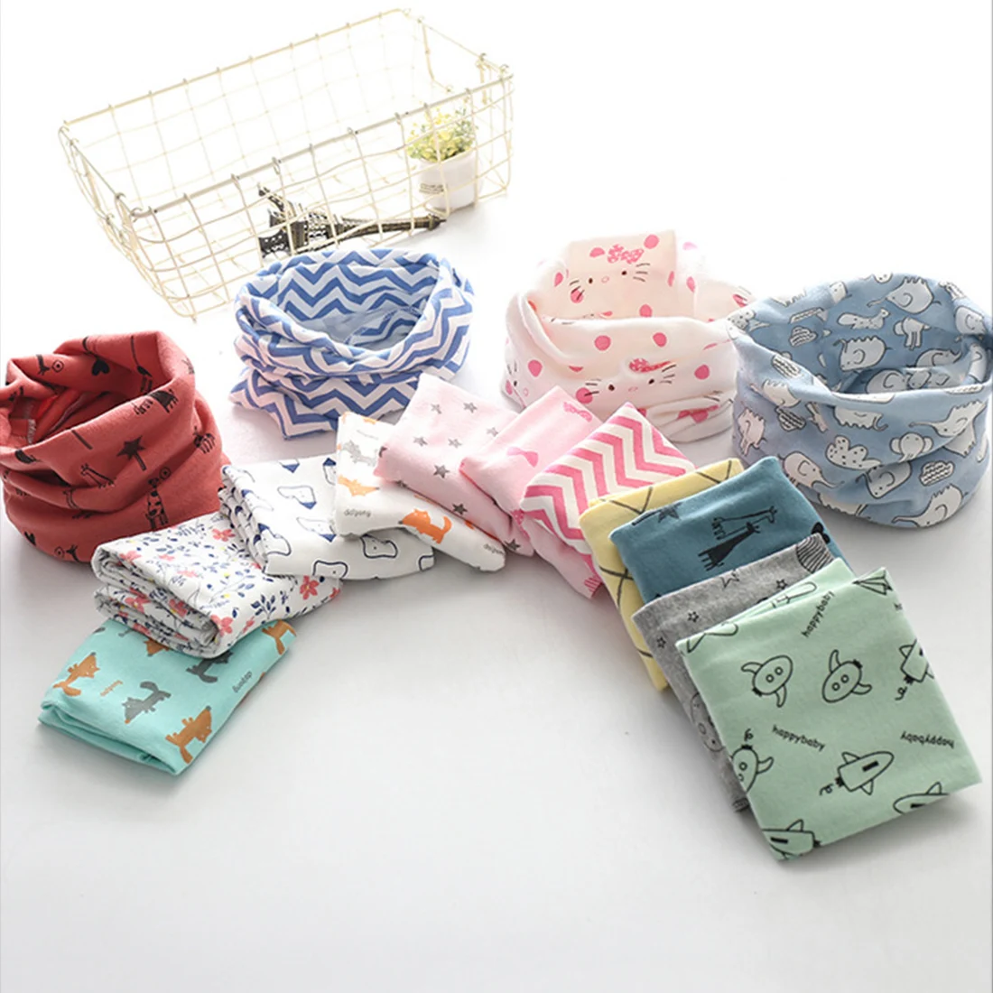 

autumn and winter new cotton collar scarf fashion wild boys and girls three seasons scarf cute round neck scarf children's bib