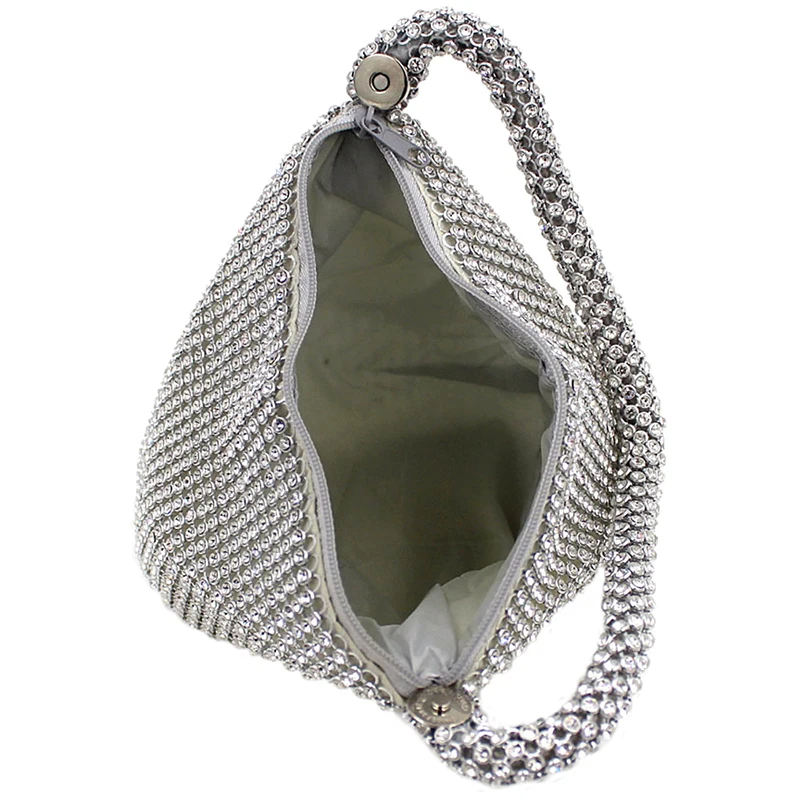 Womens Fashion Full drill triangle Evening Bags Silver Womens Fashion Full drill triangle Evening Bags Silver