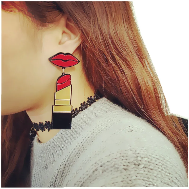 Buy Fashion Designer Brand Jewelry Sexy Red Lip Long