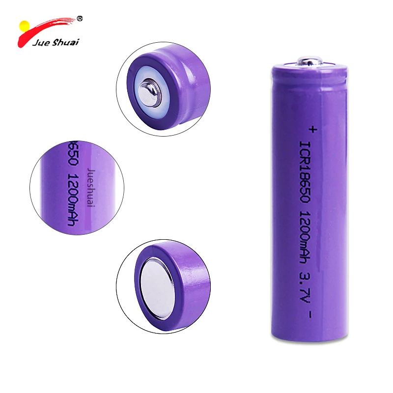 

JS 18650 lithium battery cell 3.7V 1200mAh Full high capacity rechargeable 18650 li ion battery with point top electric bike