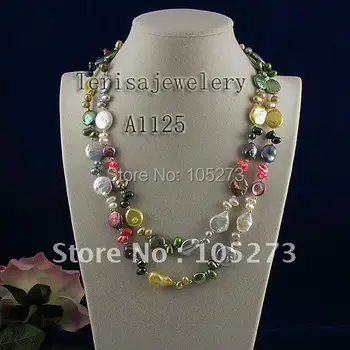 

wholesale A1125#hot sale rice pearl coin pearl necklace fashion jewellery free shipping new women's jewellery PEARL NECKLACE