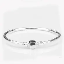 2017 Hot Silver Love basic Snake Chain Fit Pan Charm Bracelets & Bangles DIY Jewelry Gift For Men Women 16-23cm