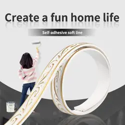 Bordure murale en PVC en plâtre PU européen, ligne douce de fond de télévision, ligne de miroir, cadre de porche, ligne de pliage, bricolage 