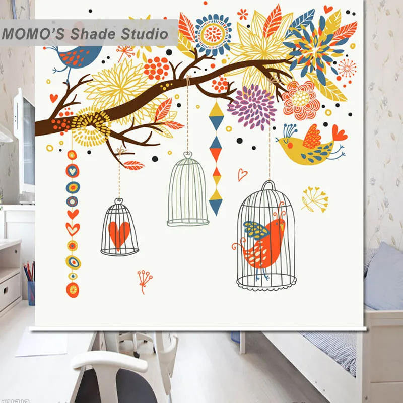 

MOMO Roller Blinds Painting Window Blinds Shades Blackout Zebra Blinds Fabric Roller Shutter Curtains Custom Size , Alice 325