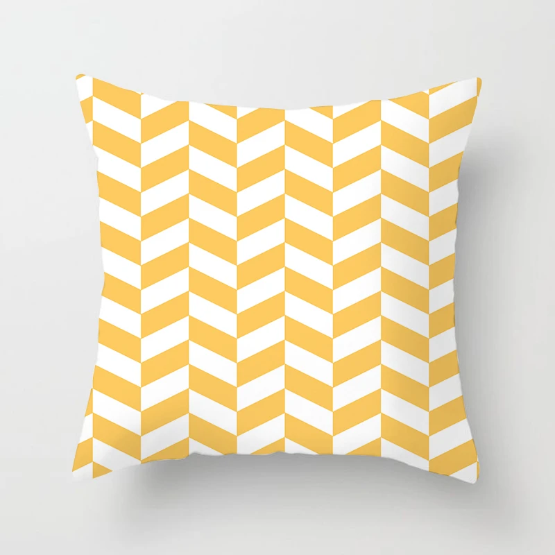Fuwatacchi Yellow Geometric Cushion Covers Polyester Diamond Square Pillow Cases Linen Cotton Pillow Covers Bedroom Sofa