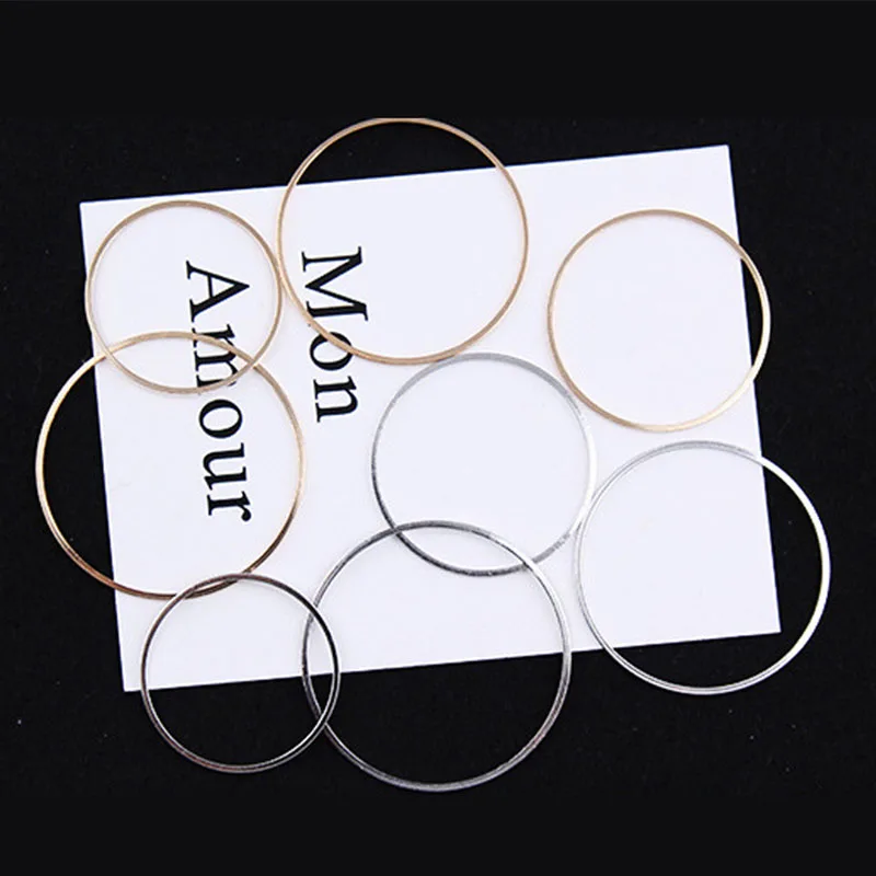 

20pcs/lot Plated Rhodium Gold Color Earring Connectors 1 1.4 2 2.8 3.5 4cm Circle Pendant Accessories For DIY Jewelry Making