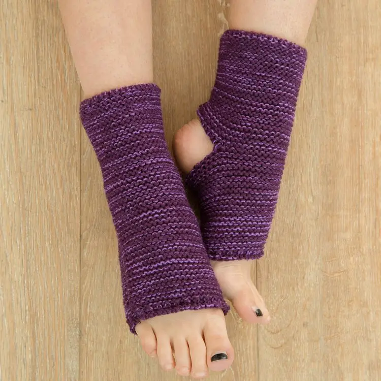 1 пара осенне-зимних нескользящих носков для йоги для женщин и девочек трикотажные гетры для защиты икры вязаный манжет для ботинок, чехол для латинских балетных балеток - Цвет: Pure Purple