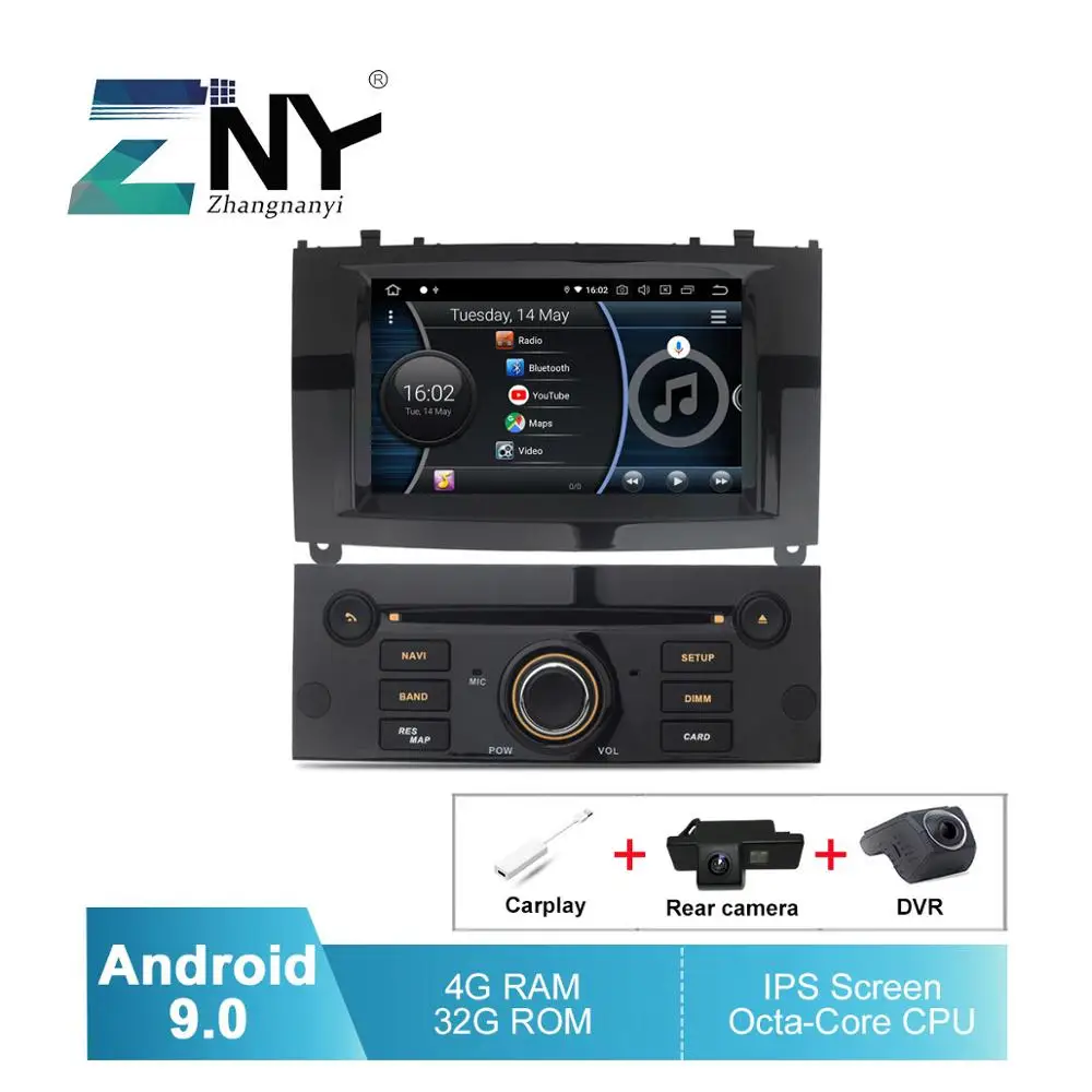 7 &quotAndroid 9 0 автомобильный DVD для peugeot 407 2004-2010 Авто Радио стерео WiFi gps Навигация