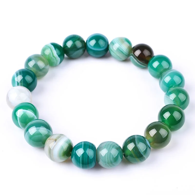 

BEAUCHAMP Strand Stretch Bracelet Rhodochrosite Gem Natural Stone Jewelry Green Color Beads Elastic Cords Rope Pulseras Fashion