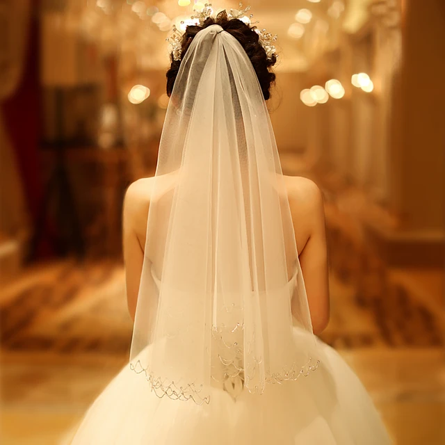 Velos De Novia Wedding Veils With Crystal Two Layer Short Velos De Novia Wedding Veils With Crystal Two Layer Short Veil Comb Bride
