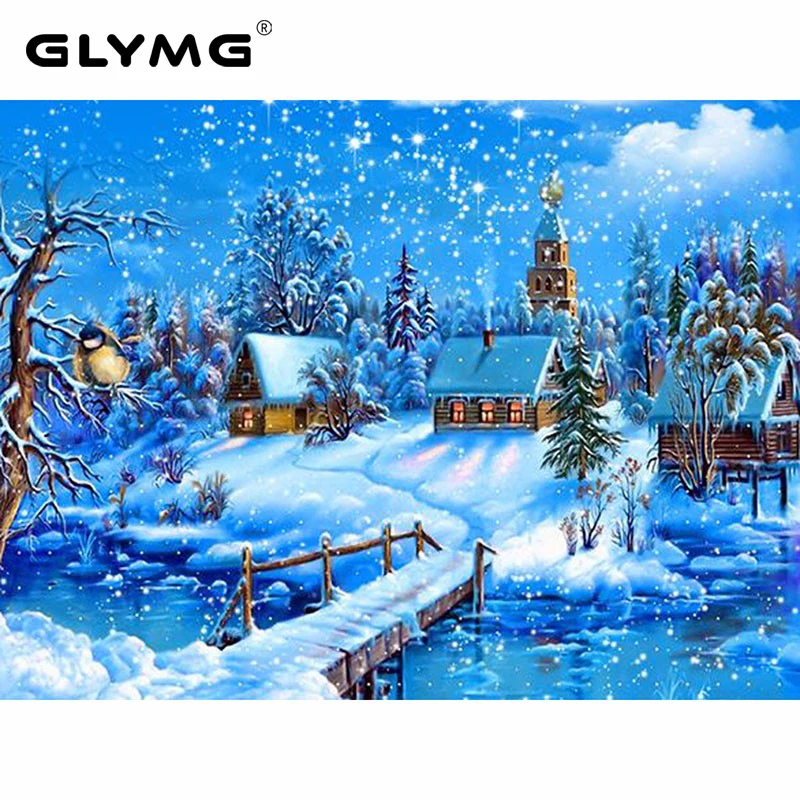 GLymg Рукоделие 3D Diy Алмазная вышивка натуральный снег пейзаж декоративная картина