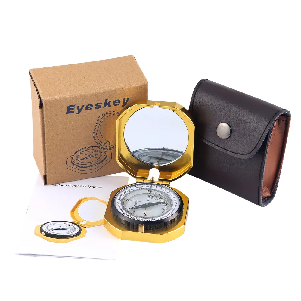 Золотистый портативный складной мини Компас Eyeskey многофункциональный