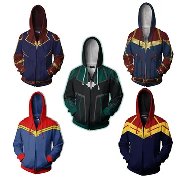 

Avengers 4 Endgame Captain Marverl 3D hoodie sweatshirt Zipper hooed coat Carol Danvers cosplay hoodies men women pullover