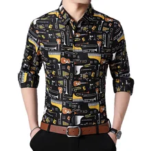 New Fashion Musical Instruments Printing Casual Fit Long Sleeve Shirts 5XL 6XL 7XL