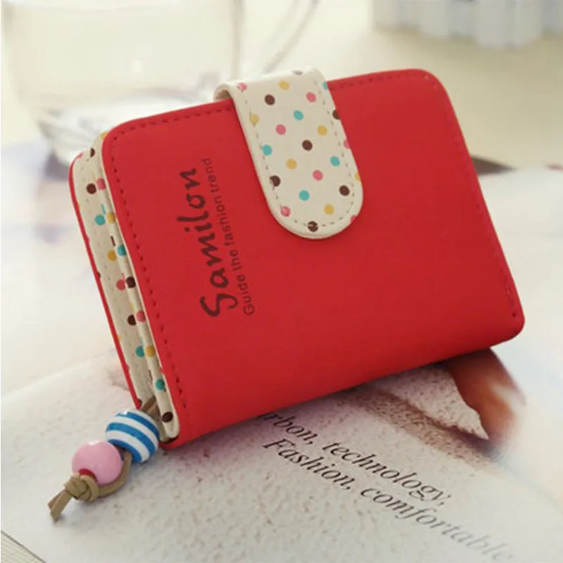Fashion Candy Colors Purse Polka Dots Leather Zipper Wallet Multiple