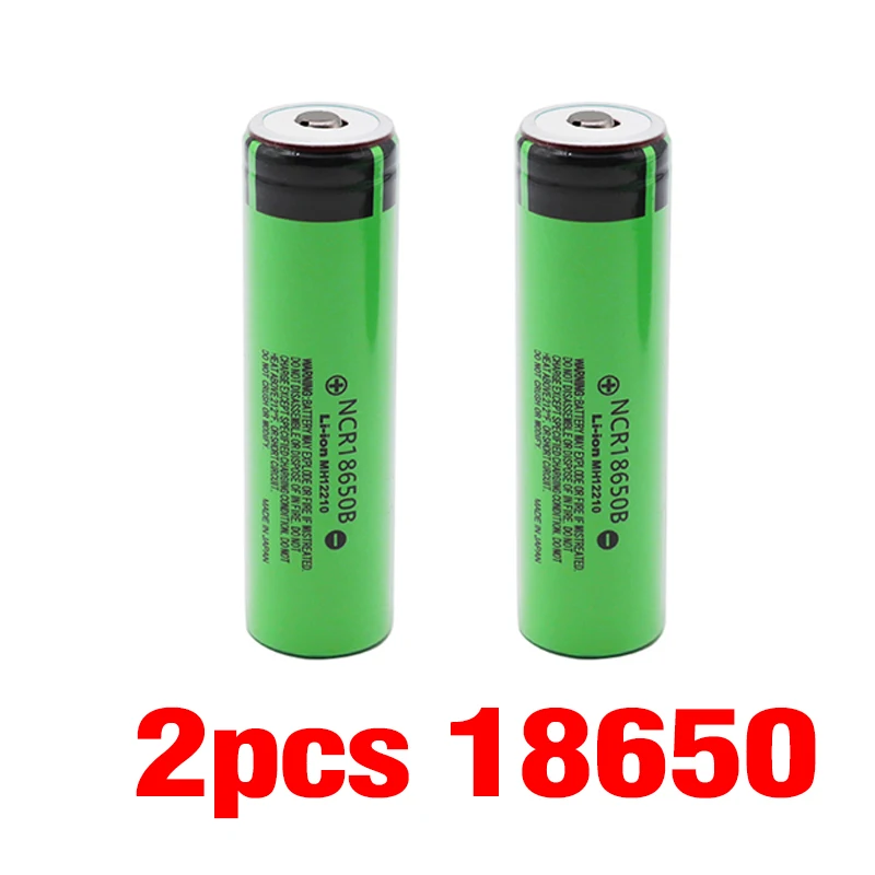 18650 3,7 v 3400 mah литиевая аккумуляторная батарея NCR18650B с заостренным для Panasonic светодиодный светильник батарея - Цвет: 2pcs