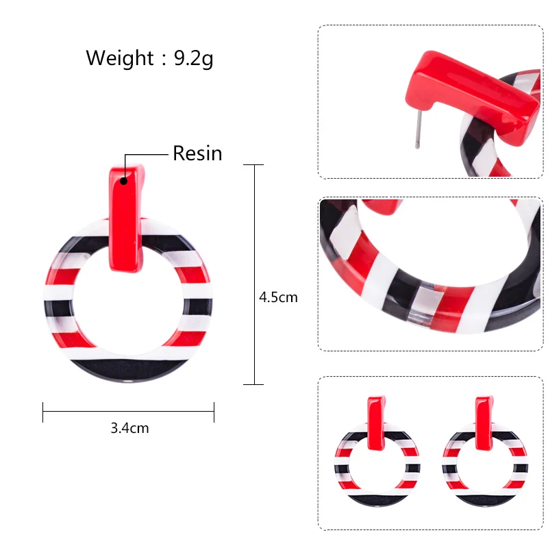 Guanlong trendy resin round dangle earrings for women fashion jewelry 2018 statement big hoop earings Party Brincos (5)